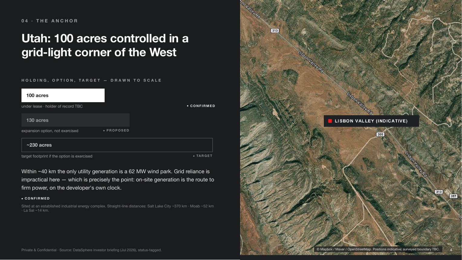 Indicative source-deck map of Lisbon Valley, Utah