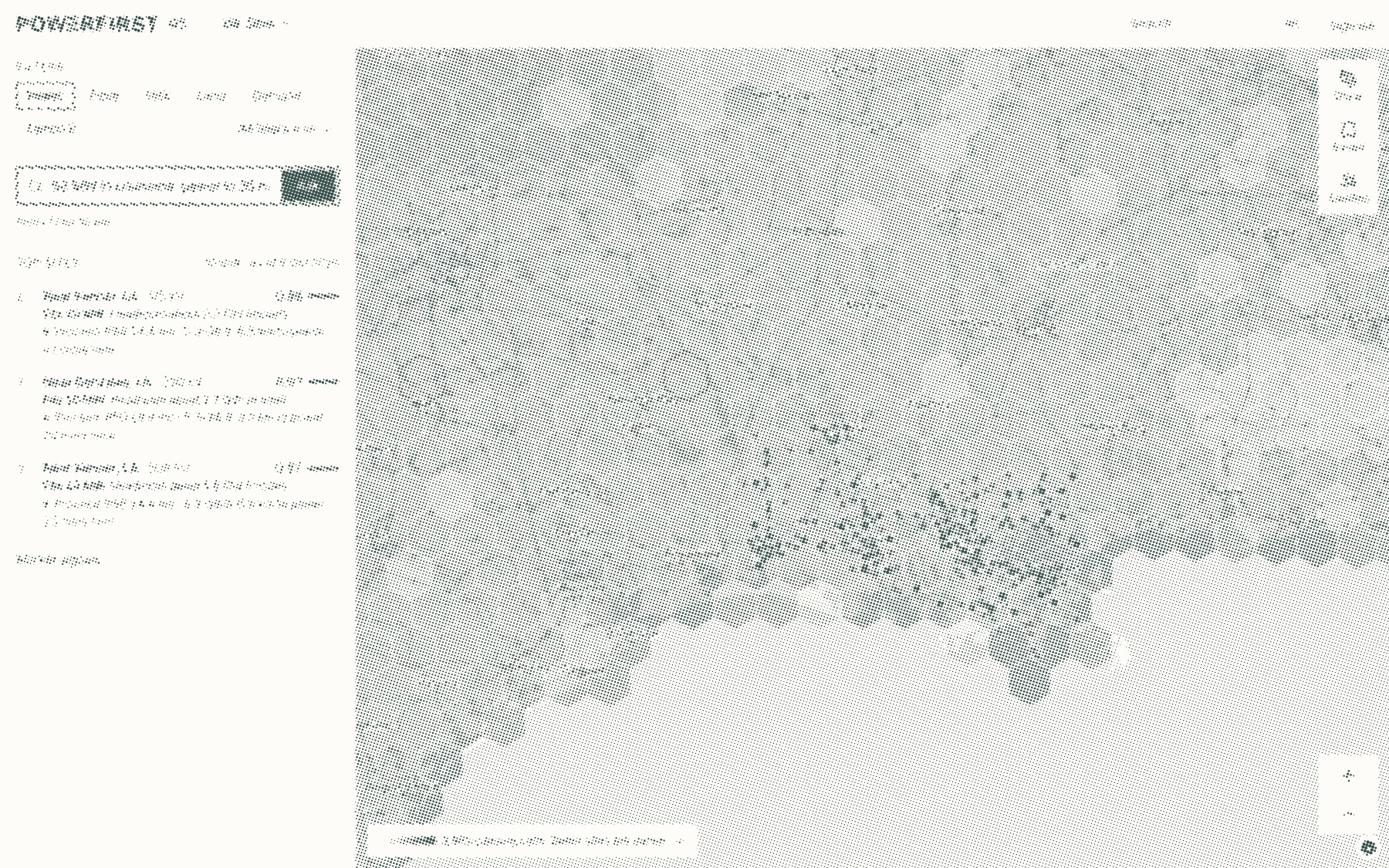 Screened map of scored sites across the southern United States.